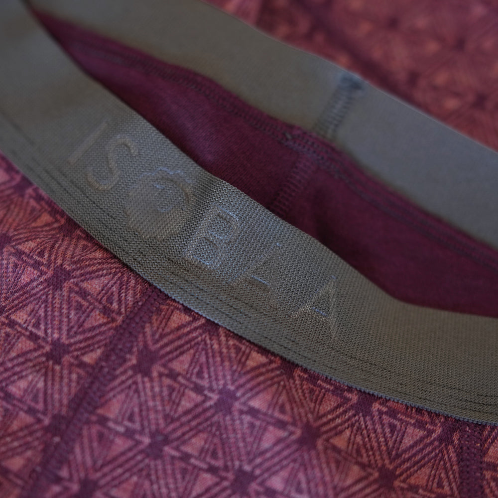 Womens Merino Blend 250 Geometric Jacquard Tights (Wine/Mauve)