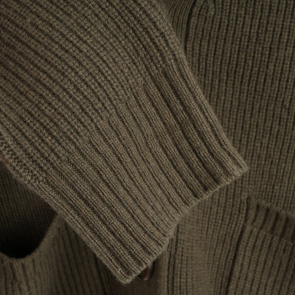 Womens Herdwick Merino Cardigan (Dark Olive)
