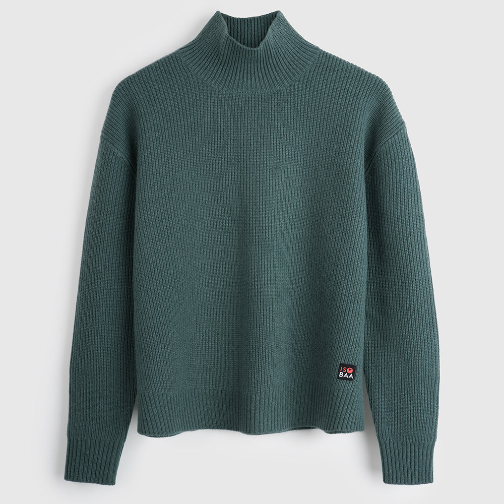 Womens Herdwick Merino Funnel Neck Sweater (Sea Green)