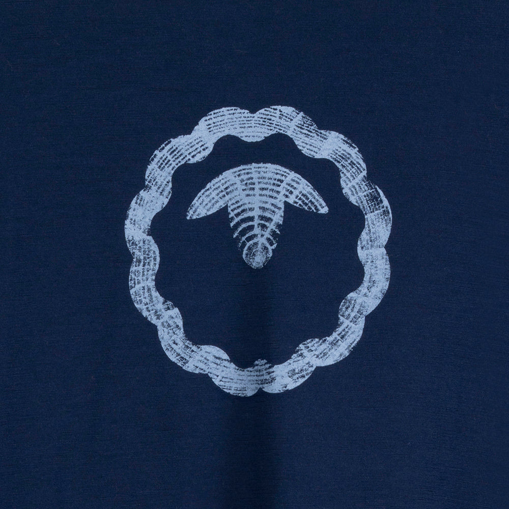 Womens Merino 150 Emblem Relaxed Tee (Navy/Sky)