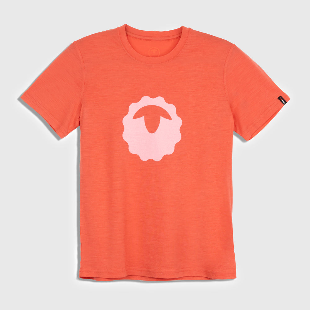 Womens Merino 150 Emblem Tee (Coral/Pink)