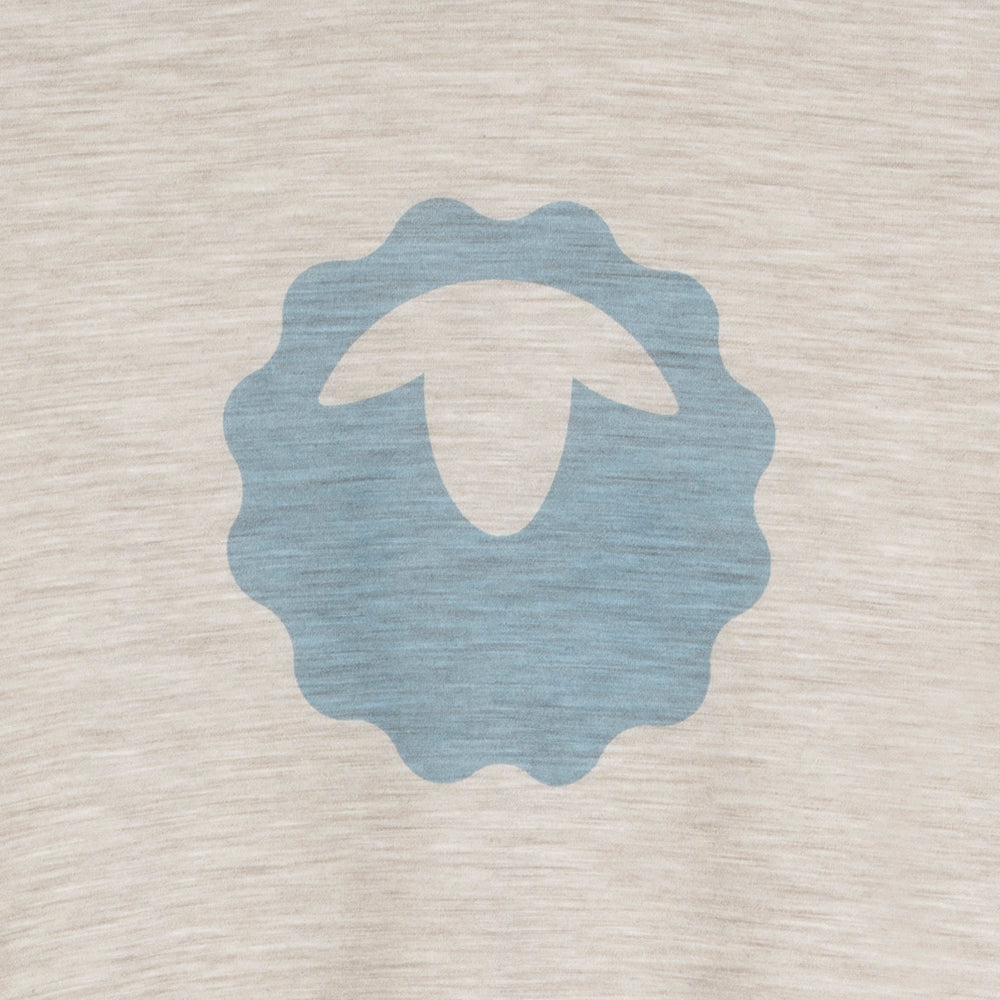 Womens Merino 150 Emblem Tee (Jute/Lagoon)
