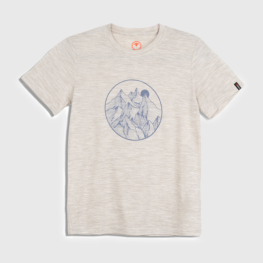 Womens Merino 150 Mountains Tee (Jute/Denim)