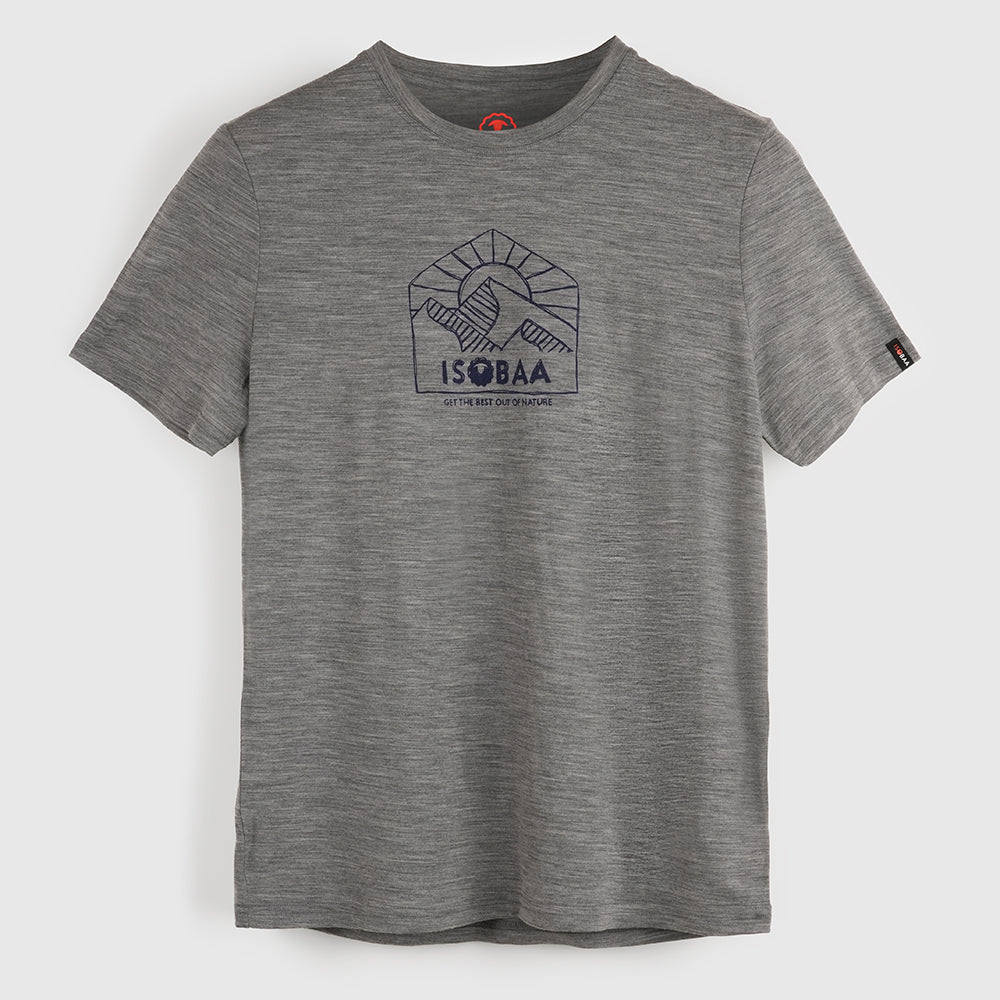 Womens Merino 150 Sketched Sunset Tee (Charcoal/Navy)