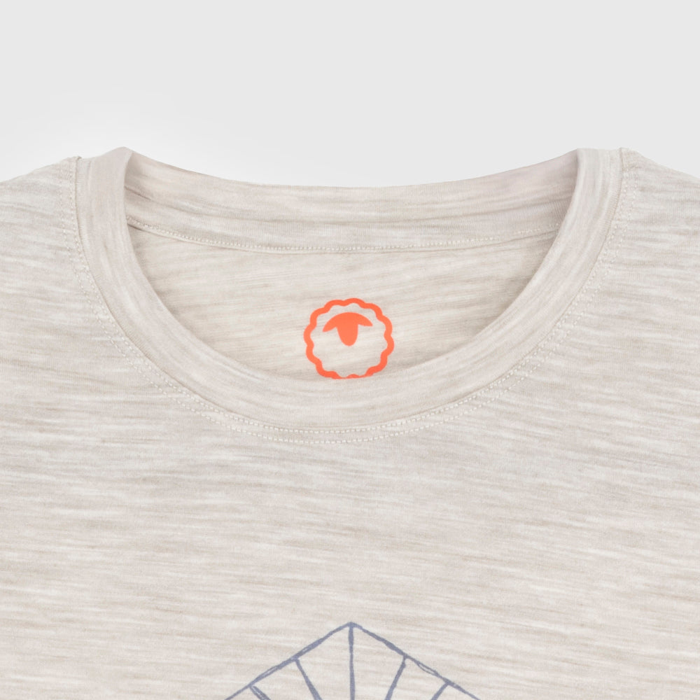 Womens Merino 150 Sketched Sunset Tee (Jute/Denim)
