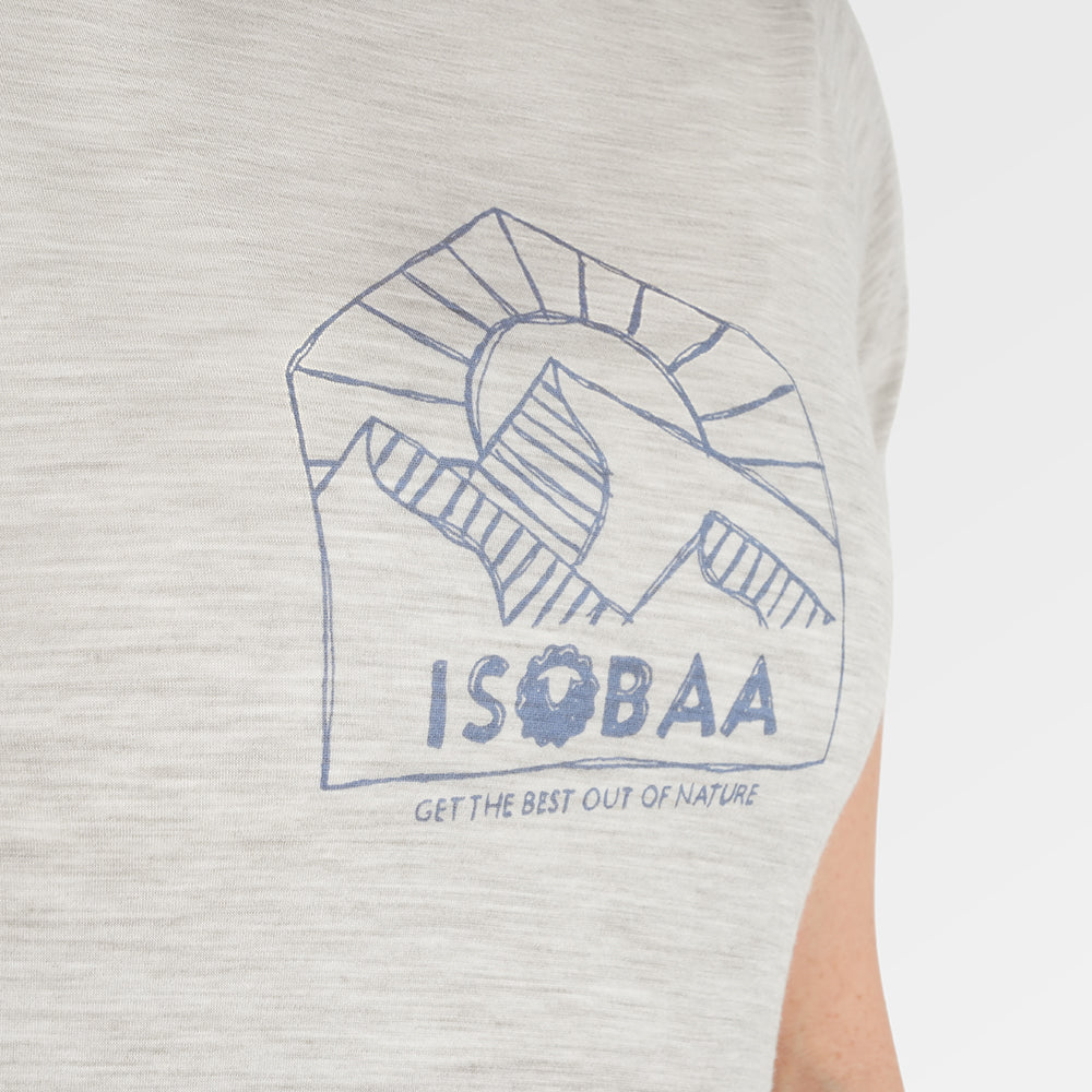 Womens Merino 150 Sketched Sunset Tee (Jute/Denim)