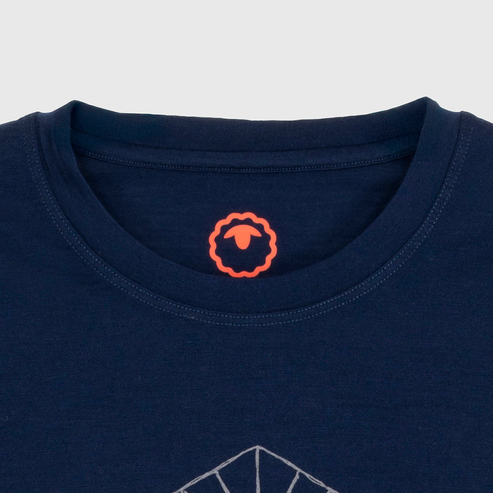 Womens Merino 150 Sketched Sunset Tee (Navy/Charcoal)