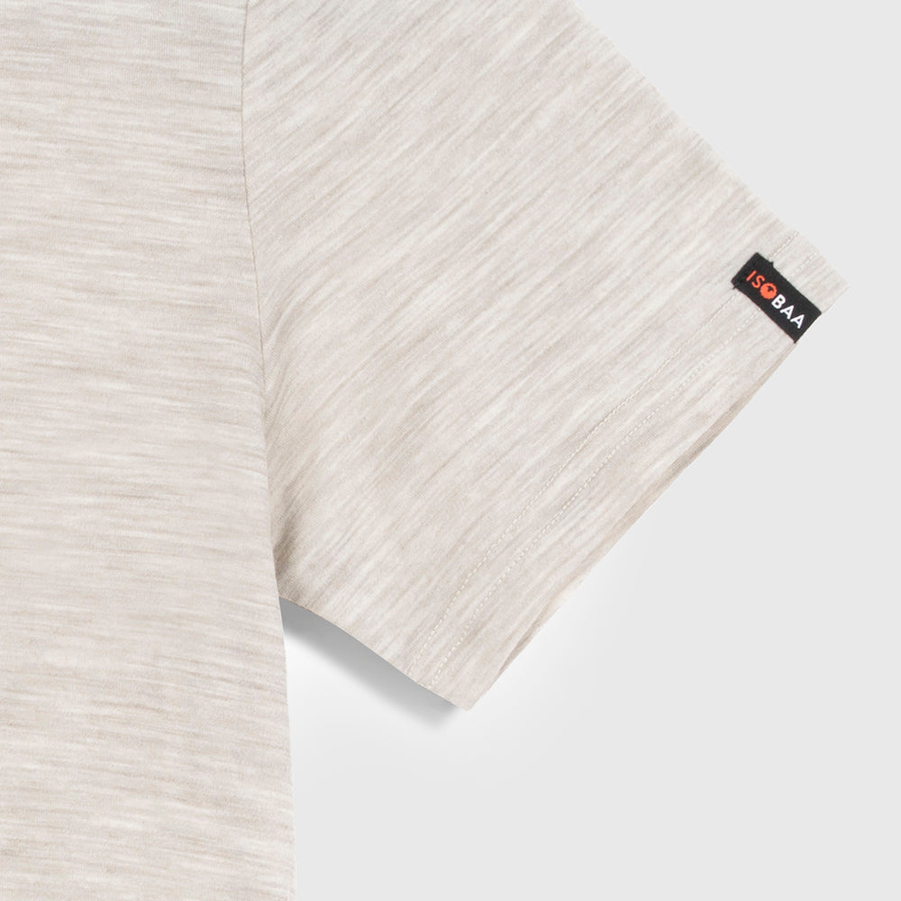Womens Merino 150 Stamp Summit Tee (Jute/Lagoon)