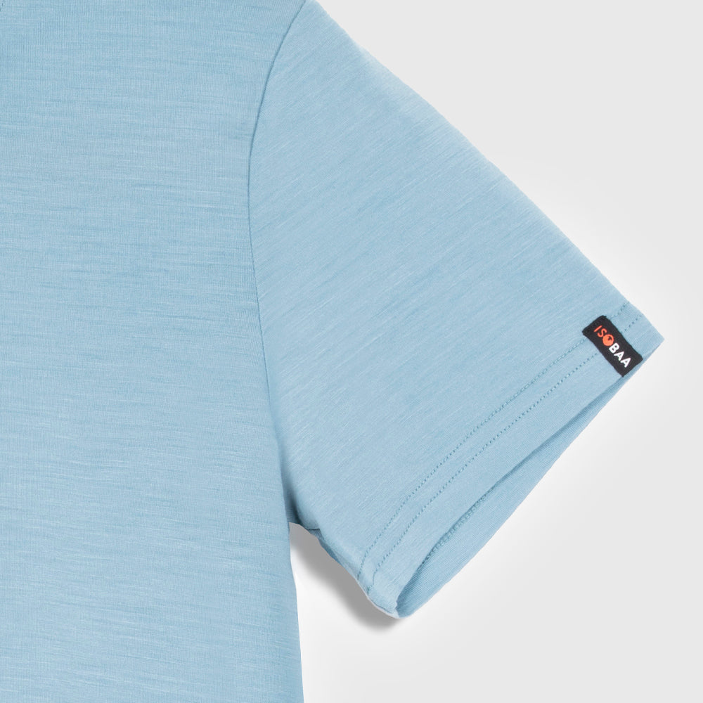 Womens Merino 150 Stamp Summit Tee (Lagoon/Jute)