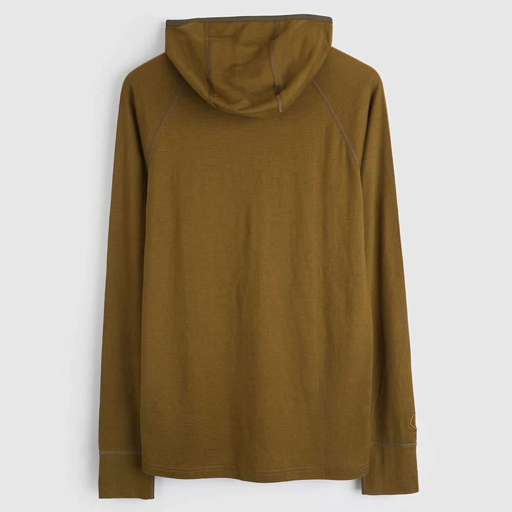 Womens Merino 200 Zip Neck Hoodie (Dull Gold)