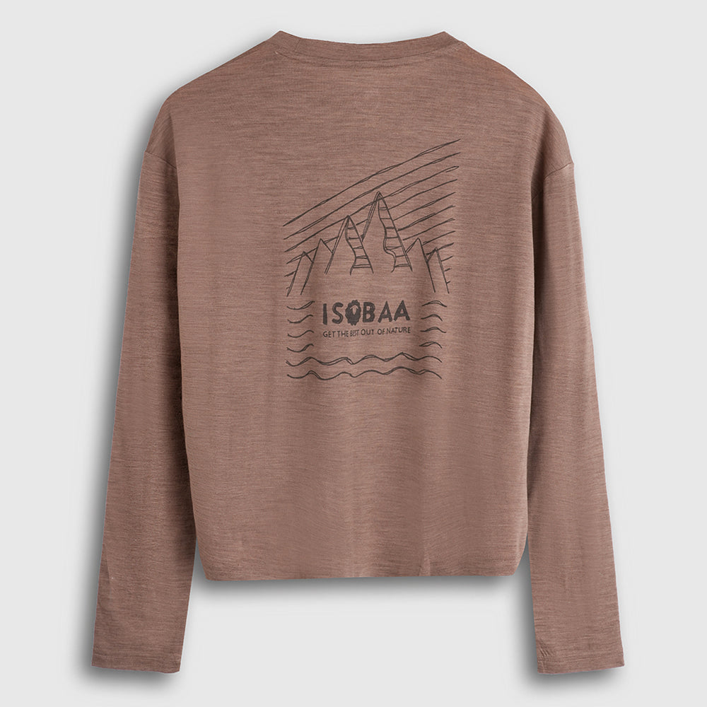 Womens Sketched Horizon Merino 150 LS Relaxed Tee (Bran)