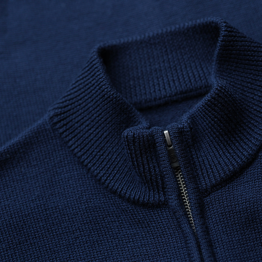 Isobaa | Mens Merino Zip Sweater (Navy) | Discover exceptional warmth, comfort, and everyday versatility with our extrafine Merino wool sweater.