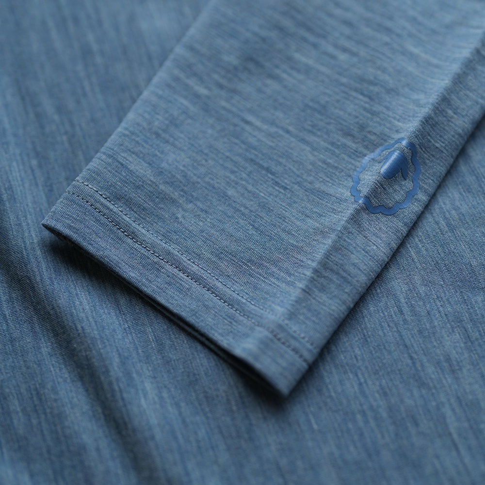 Isobaa | Womens Merino Blend 160 PJ Henley (Ocean Melange) | Embrace effortless comfort with Isobaa's Merino blend Henley.