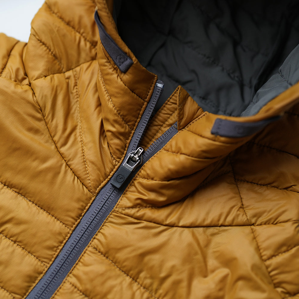 Isobaa | Mens Merino Wool Insulated Jacket (Mustard/Smoke) | Innovative and sustainable design with our Merino jacket.