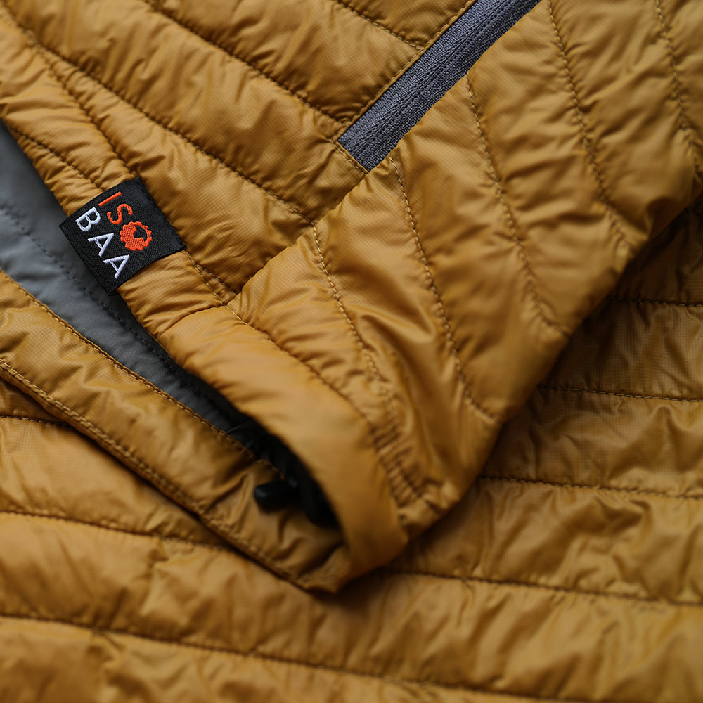 Isobaa | Womens Merino Wool Insulated Jacket (Mustard/Smoke) | Innovative and sustainable design with our Merino jacket.