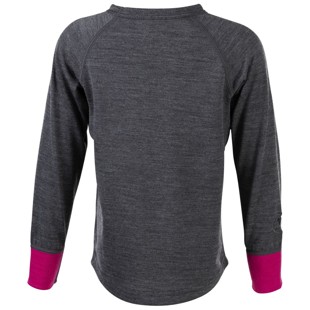 Isobaa | Kids Merino Blend 200 Long Sleeve Crew (Smoke/Fuchsia) | Your child's new favorite top: warm, breathable, and always comfortable thanks to Isobaa's Merino Wool blend.