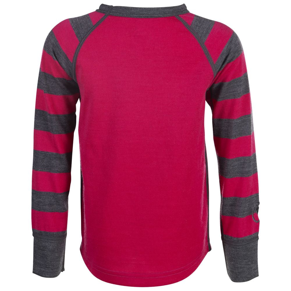 Isobaa | Kids Merino Blend 200 Long Sleeve Crew (Stripe Fuchsia/Smoke) | Your child's new favorite top: warm, breathable, and always comfortable thanks to Isobaa's Merino Wool blend.