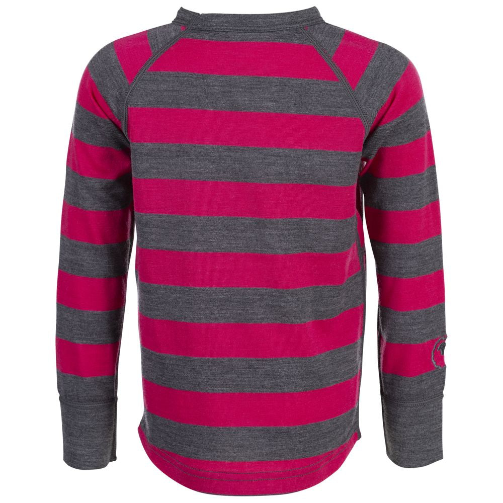 Isobaa | Kids Merino Blend 200 Long Sleeve Crew (Stripe Smoke/Fuchsia) | Your child's new favorite top: warm, breathable, and always comfortable thanks to Isobaa's Merino Wool blend.