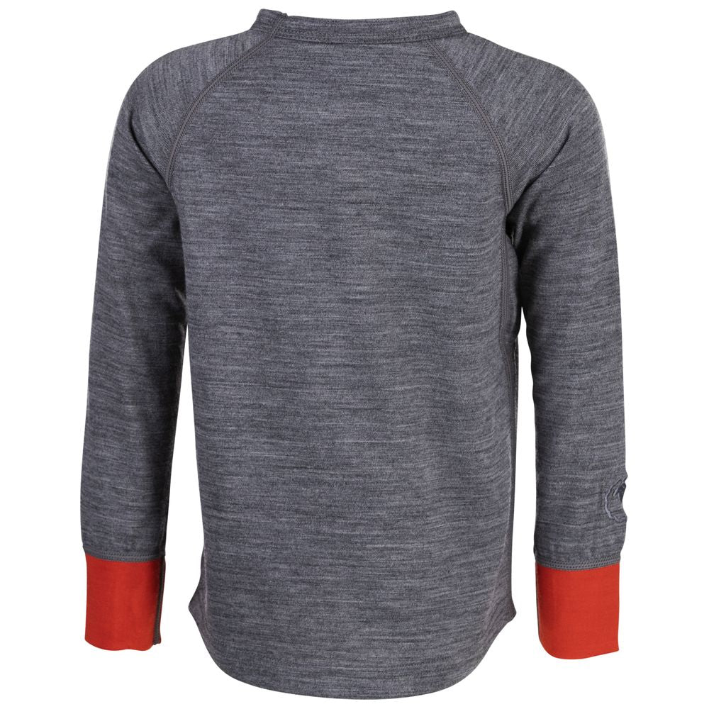 Isobaa | Kids Merino Blend 200 Long Sleeve Crew (Charcoal/Orange) | Your child's new favorite top: warm, breathable, and always comfortable thanks to Isobaa's Merino Wool blend.