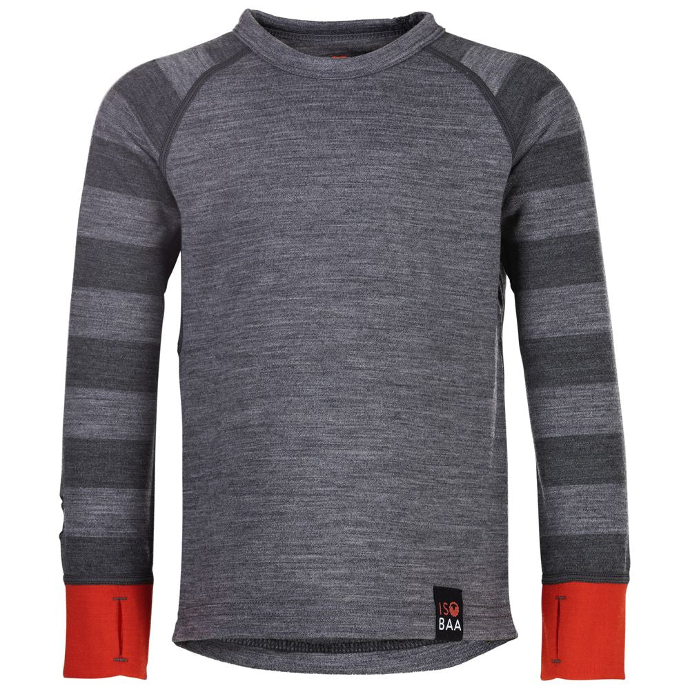 Isobaa | Kids Merino Blend 200 Long Sleeve Crew (Charcoal/Smoke) | Your child's new favorite top: warm, breathable, and always comfortable thanks to Isobaa's Merino Wool blend.