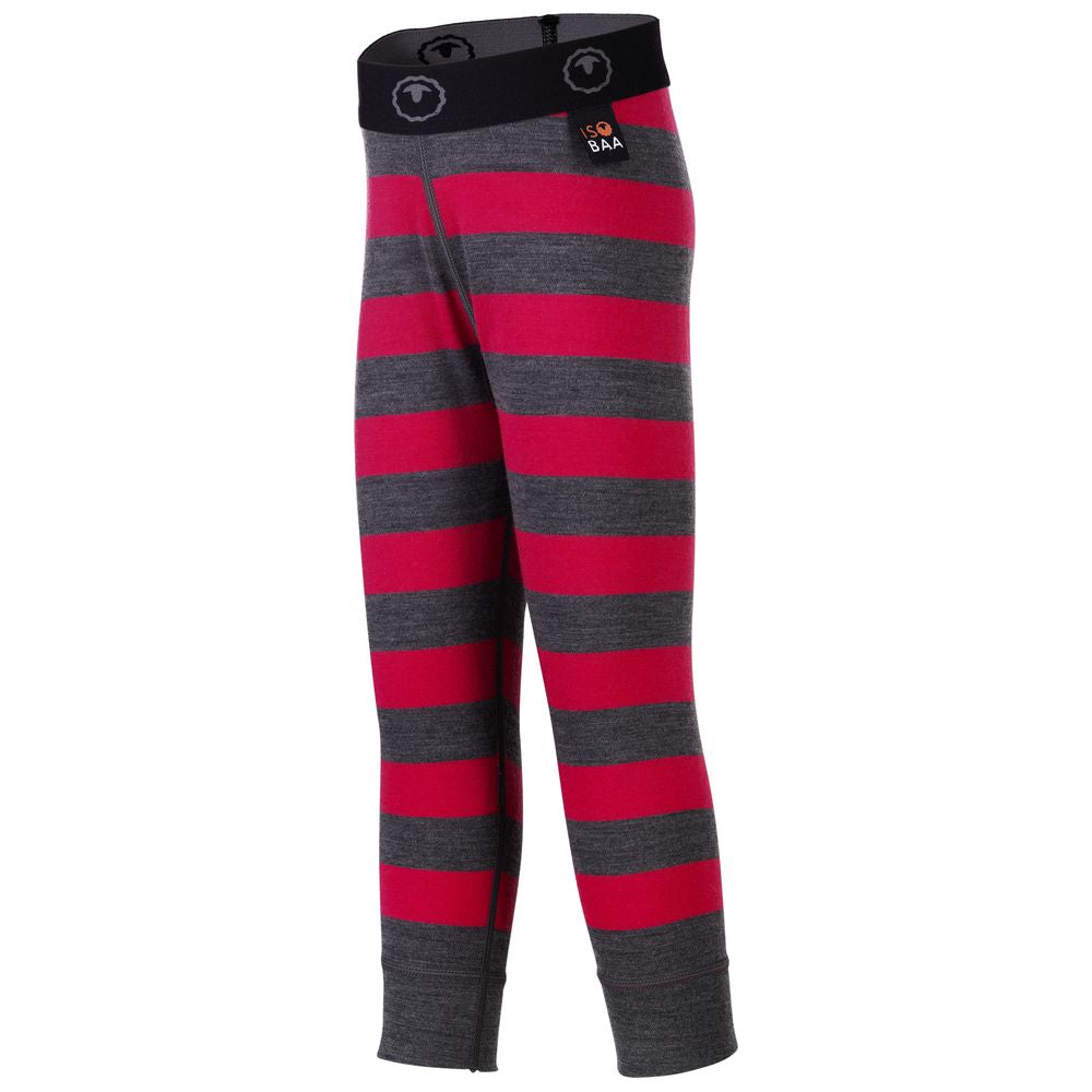 Isobaa | Kids Merino Blend 200 Leggings (Stripe Smoke/Fuchsia) | Gift all-day comfort and performance with Isobaa's Merino Wool tights.