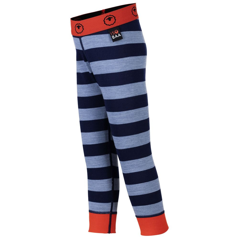 Isobaa | Kids Merino Blend 200 Leggings (Stripe Navy/Sky) | Gift all-day comfort and performance with Isobaa's Merino Wool tights.