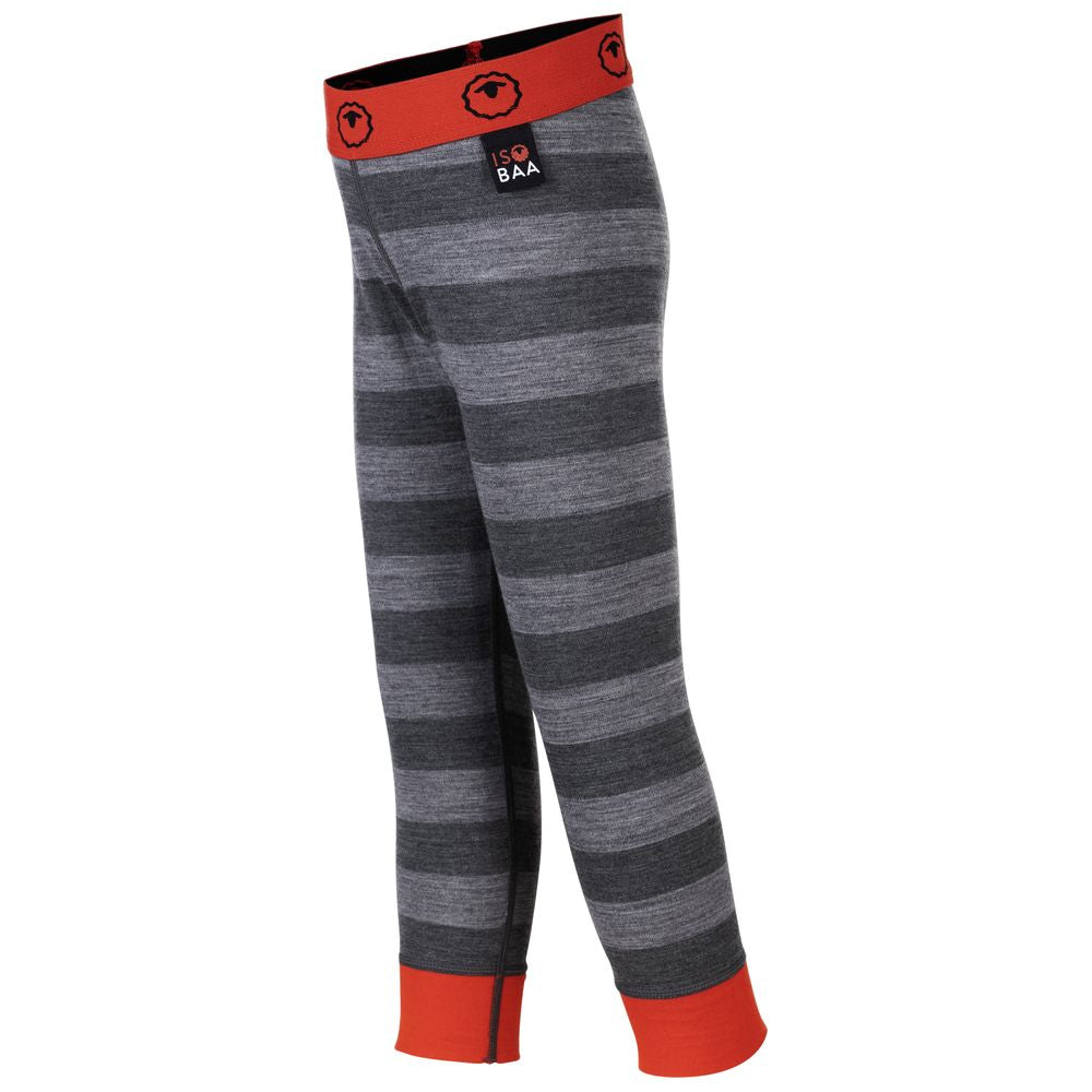 Isobaa | Kids Merino Blend 200 Leggings (Stripe Charcoal/Smoke) | Gift all-day comfort and performance with Isobaa's Merino Wool tights.