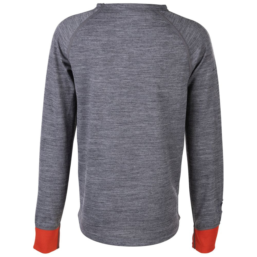 Isobaa | Junior Merino Blend 200 Long Sleeve Crew (Charcoal/Orange) | Your child's new favorite top: warm, breathable, and always comfortable thanks to Isobaa's Merino Wool blend.