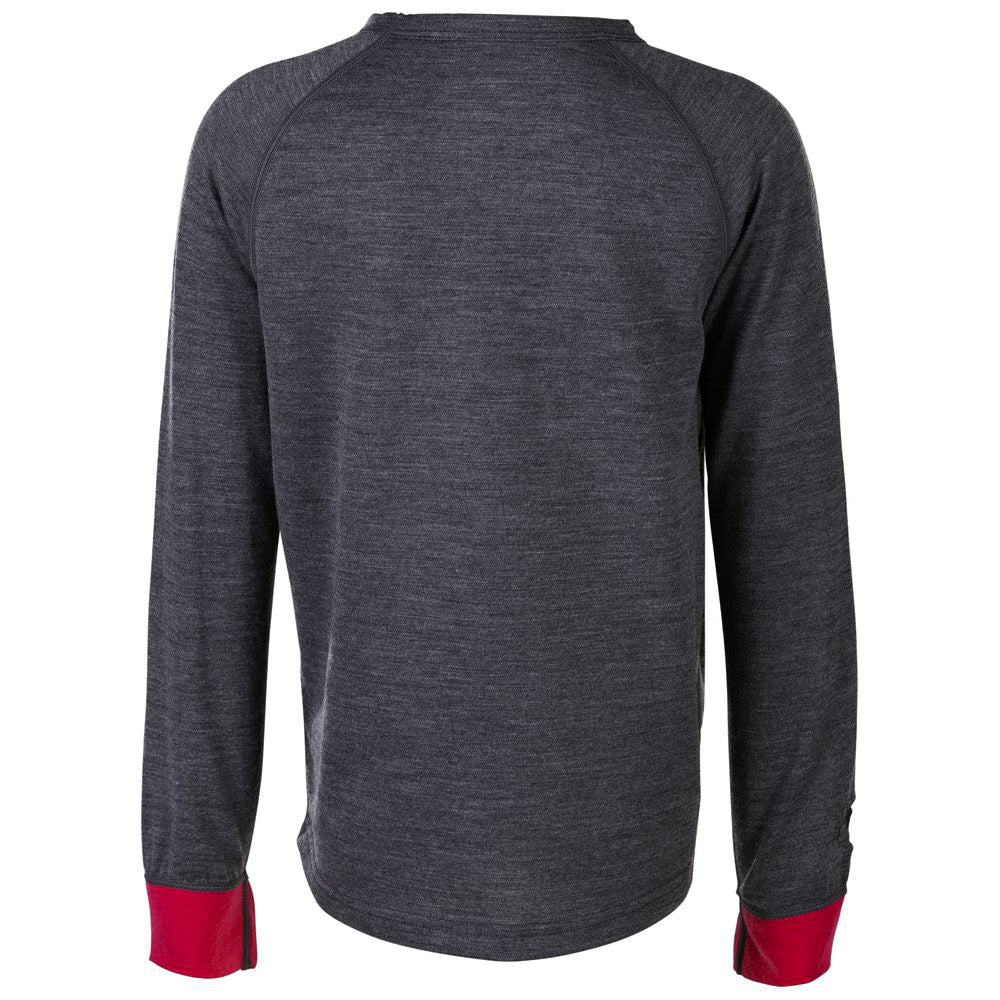 Isobaa | Junior Merino Blend 200 Long Sleeve Crew (Smoke/Fuchsia) | Your child's new favorite top: warm, breathable, and always comfortable thanks to Isobaa's Merino Wool blend.