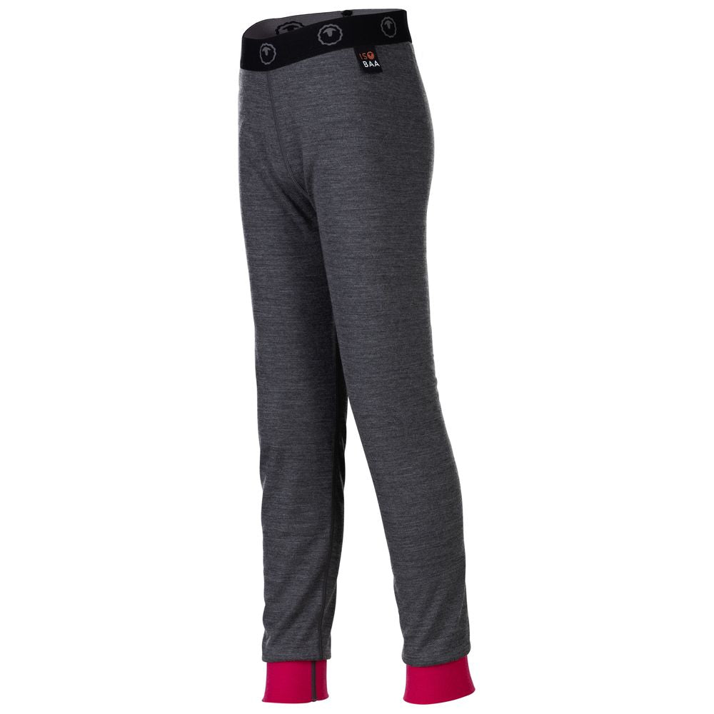 Isobaa | Junior Merino Blend 200 Leggings (Smoke/Fuchsia) | Gift all-day comfort and performance with Isobaa's Merino Wool tights.