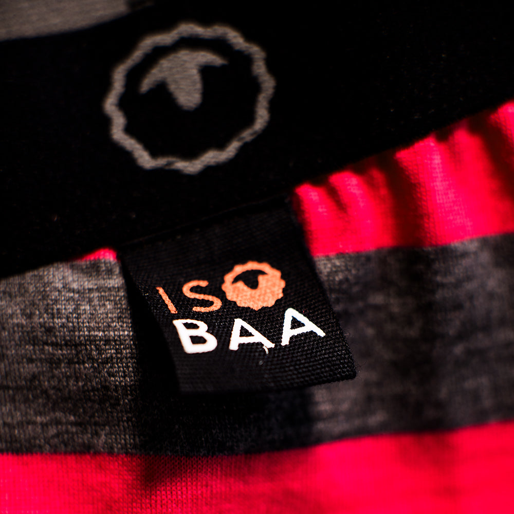 Isobaa | Kids Merino Blend 200 Leggings (Stripe Smoke/Fuchsia) | Gift all-day comfort and performance with Isobaa's Merino Wool tights.