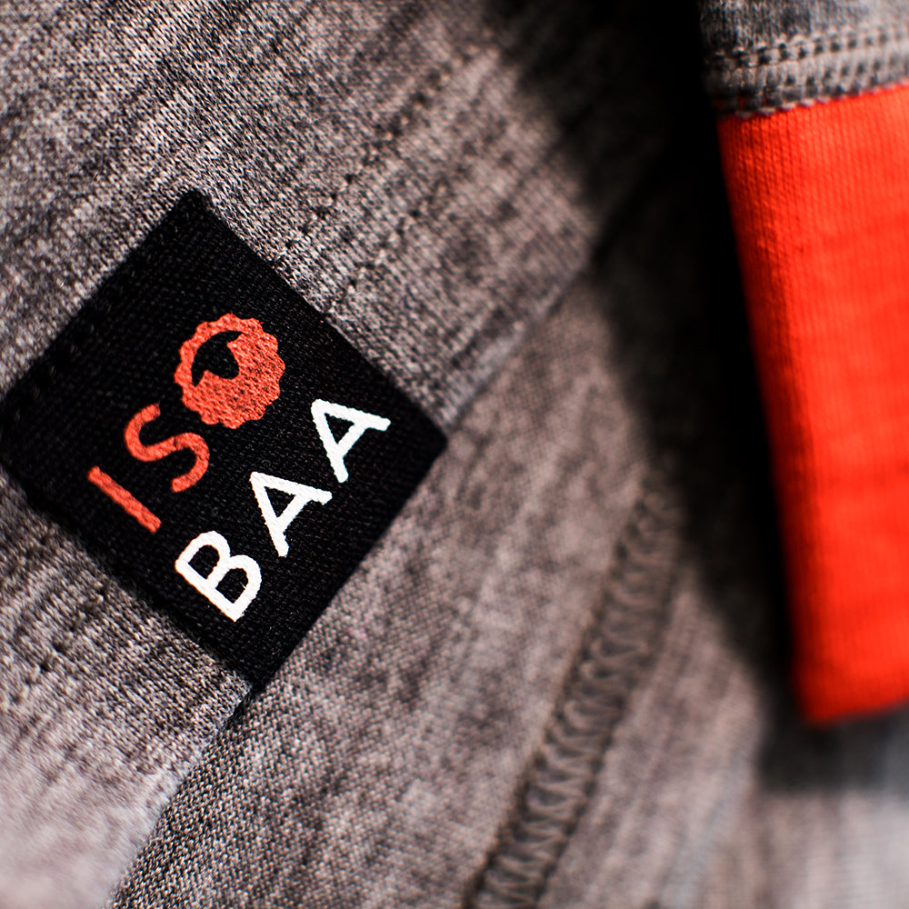 Isobaa | Junior Merino Blend 200 Long Sleeve Crew (Charcoal/Orange) | Your child's new favorite top: warm, breathable, and always comfortable thanks to Isobaa's Merino Wool blend.