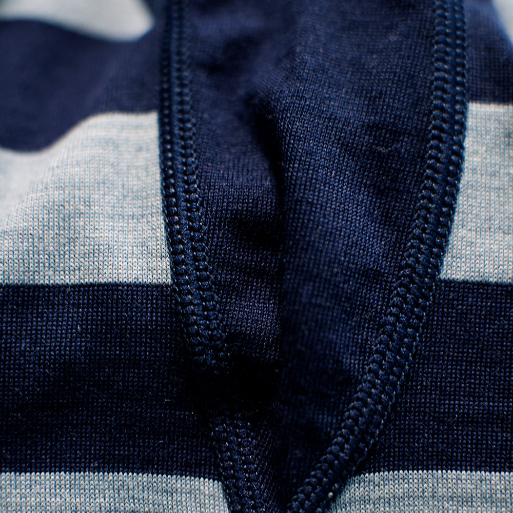 Isobaa | Junior Merino Blend 200 Long Sleeve Crew (Stripe Navy/Sky) | Your child's new favorite top: warm, breathable, and always comfortable thanks to Isobaa's Merino Wool blend.