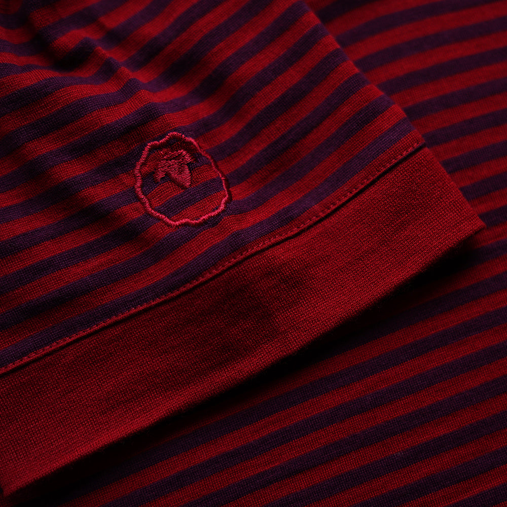 Isobaa | Mens Merino 180 Short Sleeve Polo Shirt (Stripe Red/Wine) | The ultimate Merino wool polo – perfect for weekend hikes, bike commutes, post-adventure coffee stops, office days, and everything in-between.