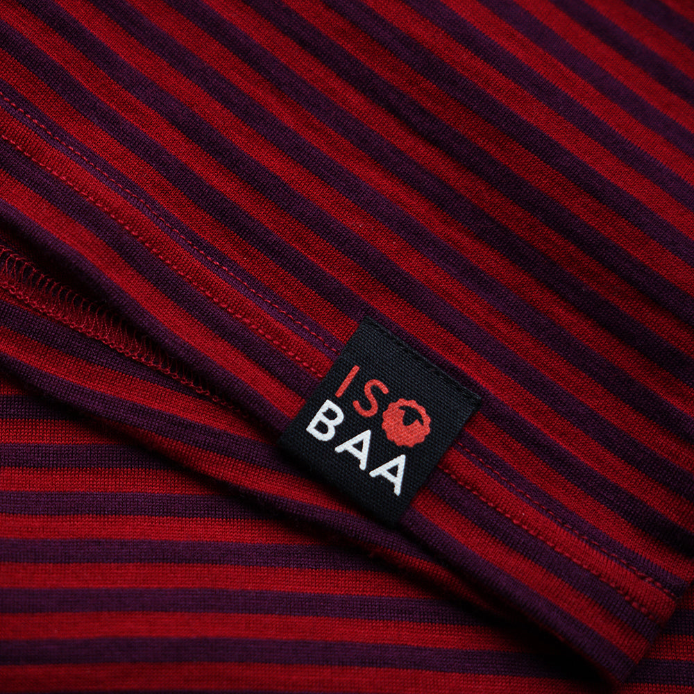 Isobaa | Mens Merino 180 Short Sleeve Polo Shirt (Stripe Red/Wine) | The ultimate Merino wool polo – perfect for weekend hikes, bike commutes, post-adventure coffee stops, office days, and everything in-between.