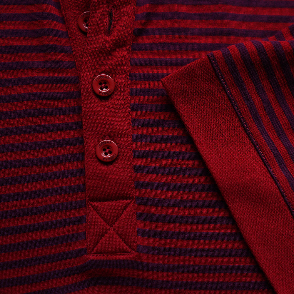 Isobaa | Mens Merino 180 Short Sleeve Polo Shirt (Stripe Red/Wine) | The ultimate Merino wool polo – perfect for weekend hikes, bike commutes, post-adventure coffee stops, office days, and everything in-between.