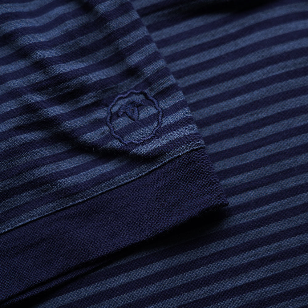 Isobaa | Mens Merino 180 Short Sleeve Polo Shirt (Stripe Navy/Denim) | The ultimate Merino wool polo – perfect for weekend hikes, bike commutes, post-adventure coffee stops, office days, and everything in-between.