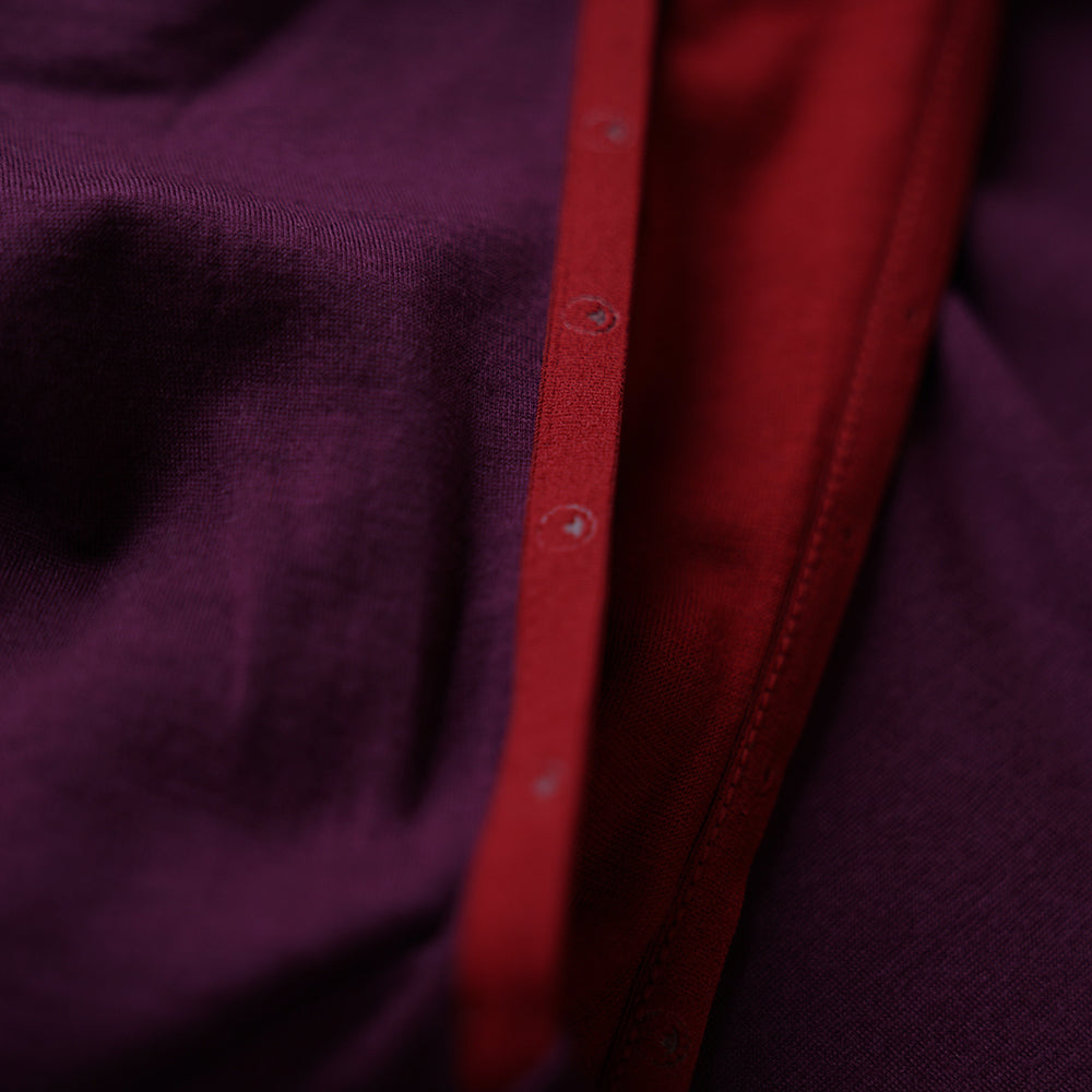 Isobaa | Mens Merino 200 Zip Neck Hoodie (Stripe Wine/Red) | The ultimate 200gm Merino wool hoodie.