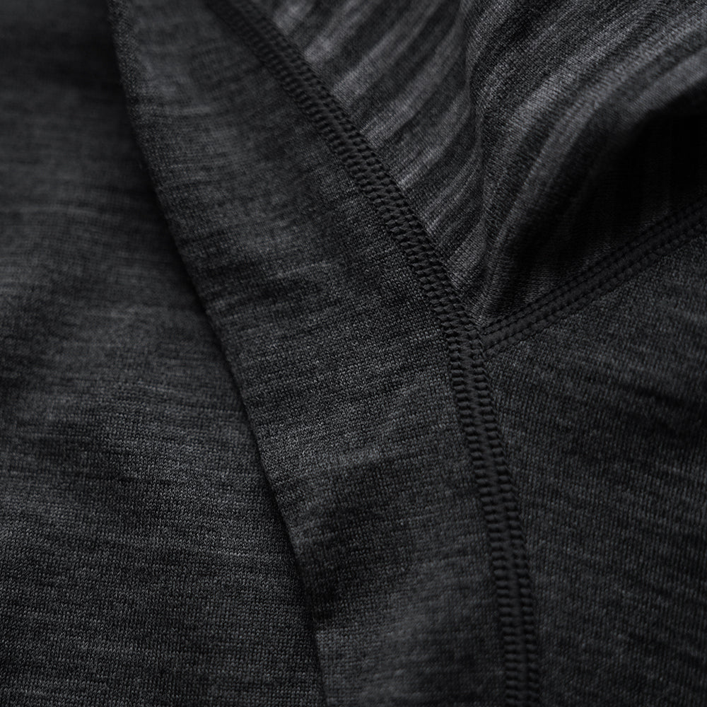 Isobaa | Womens Merino 200 Zip Neck Hoodie (Stripe Smoke/Charcoal) | The ultimate 200gm Merino wool hoodie.
