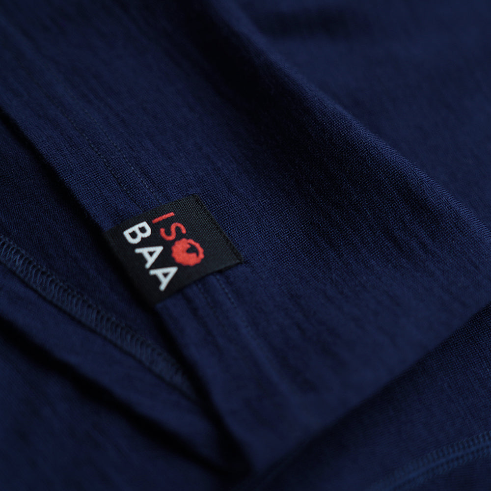 Isobaa | Womens Merino 200 Zip Neck Hoodie (Stripe Navy/Denim) | The ultimate 200gm Merino wool hoodie.