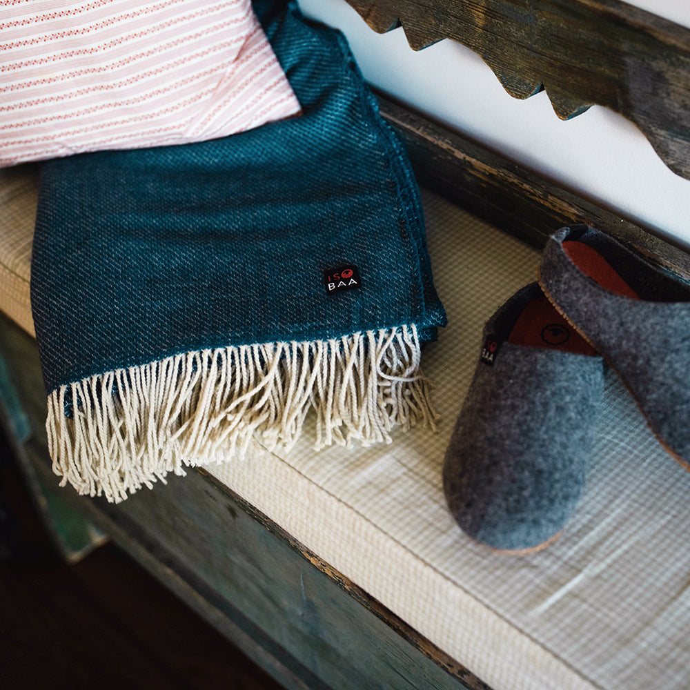 Isobaa | Merino Honeycomb Throw (Petrol) | Our Merino Honeycomb throw is made from our super-soft extra-fine Merino wool.
