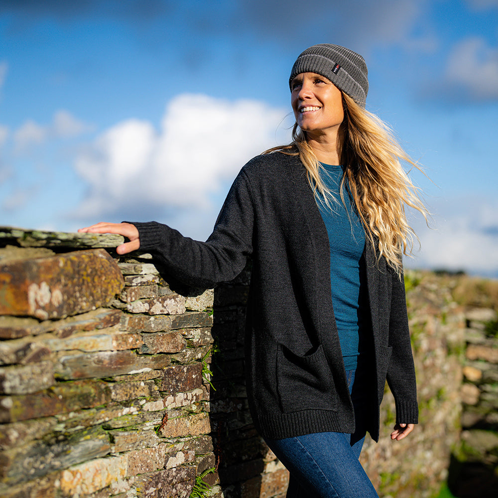 Isobaa | Merino Stripe Beanie (Smoke/Charcoal) | Wrap yourself in cosy warmth with Isobaa's Merino beanie.