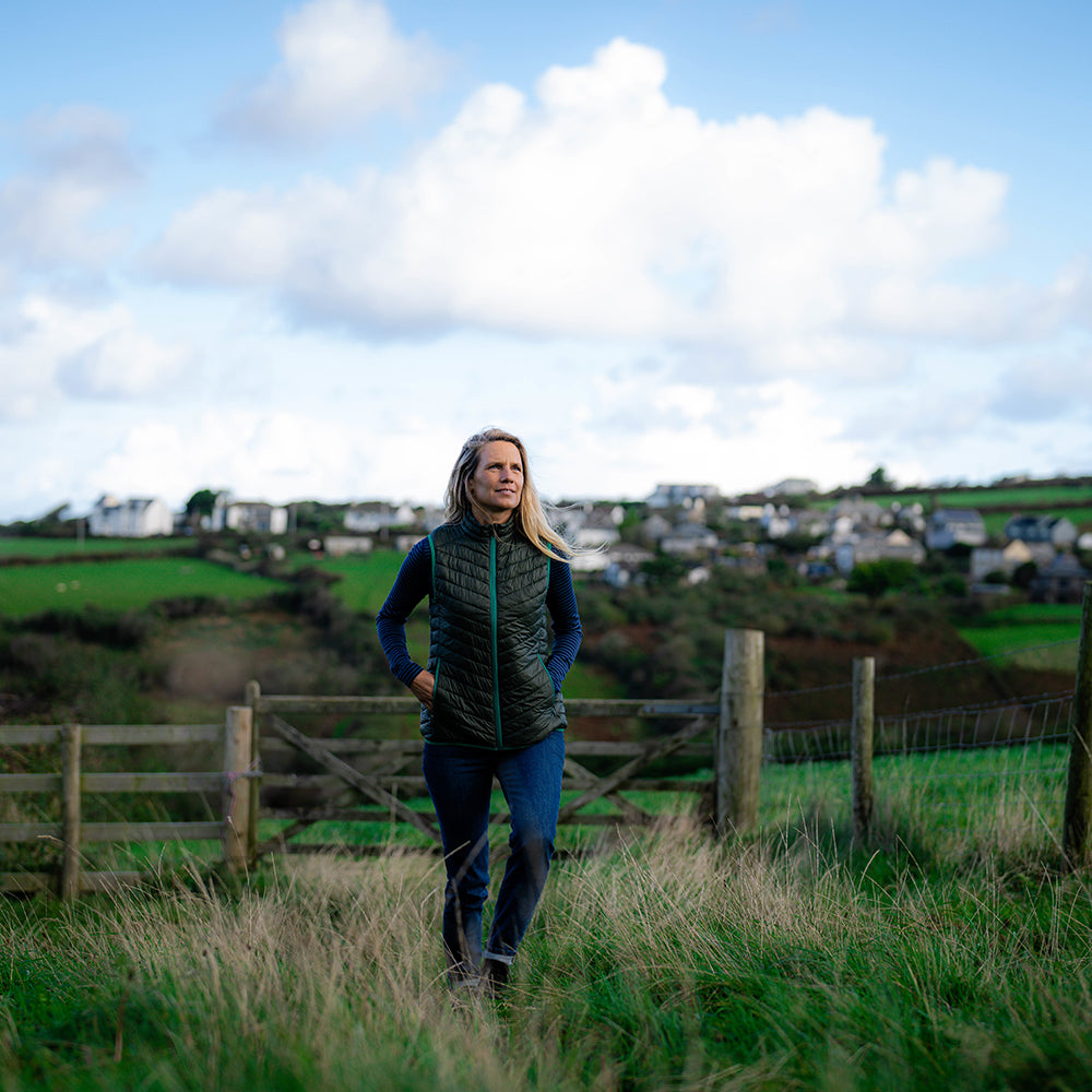 Isobaa | Womens Merino Wool Insulated Gilet (Forest/Green) | Fight the chill with our innovative Merino gilet. | Model: Amy