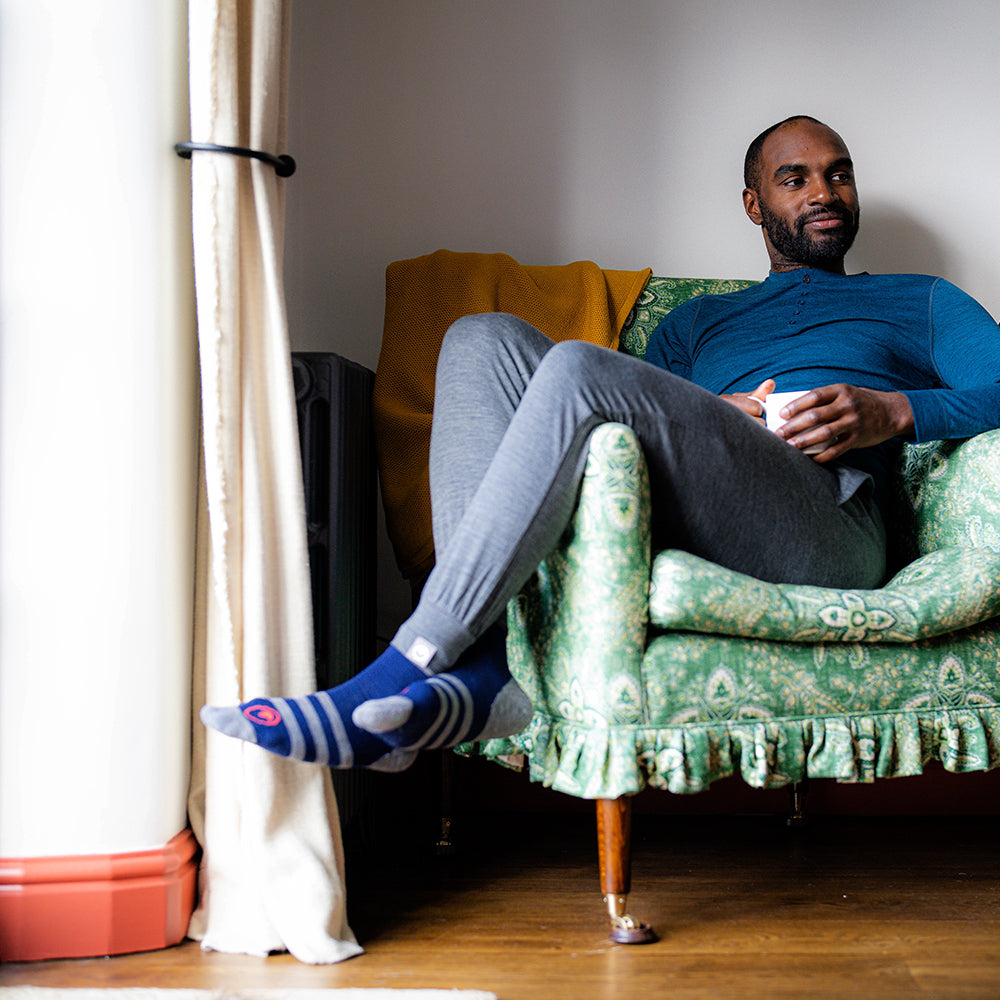 Isobaa | Mens Merino Blend 200 PJ Joggers (Smoke Melange) | Our superfine Merino blend joggers. | Model: Michael