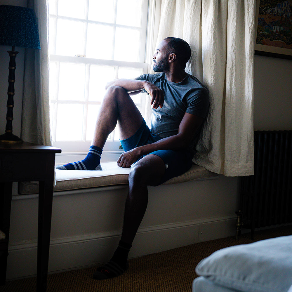 Isobaa | Mens Merino Blend 200 PJ Shorts (Petrol) | Discover breathable comfort with our Merino blend shorts. | Model: Michael