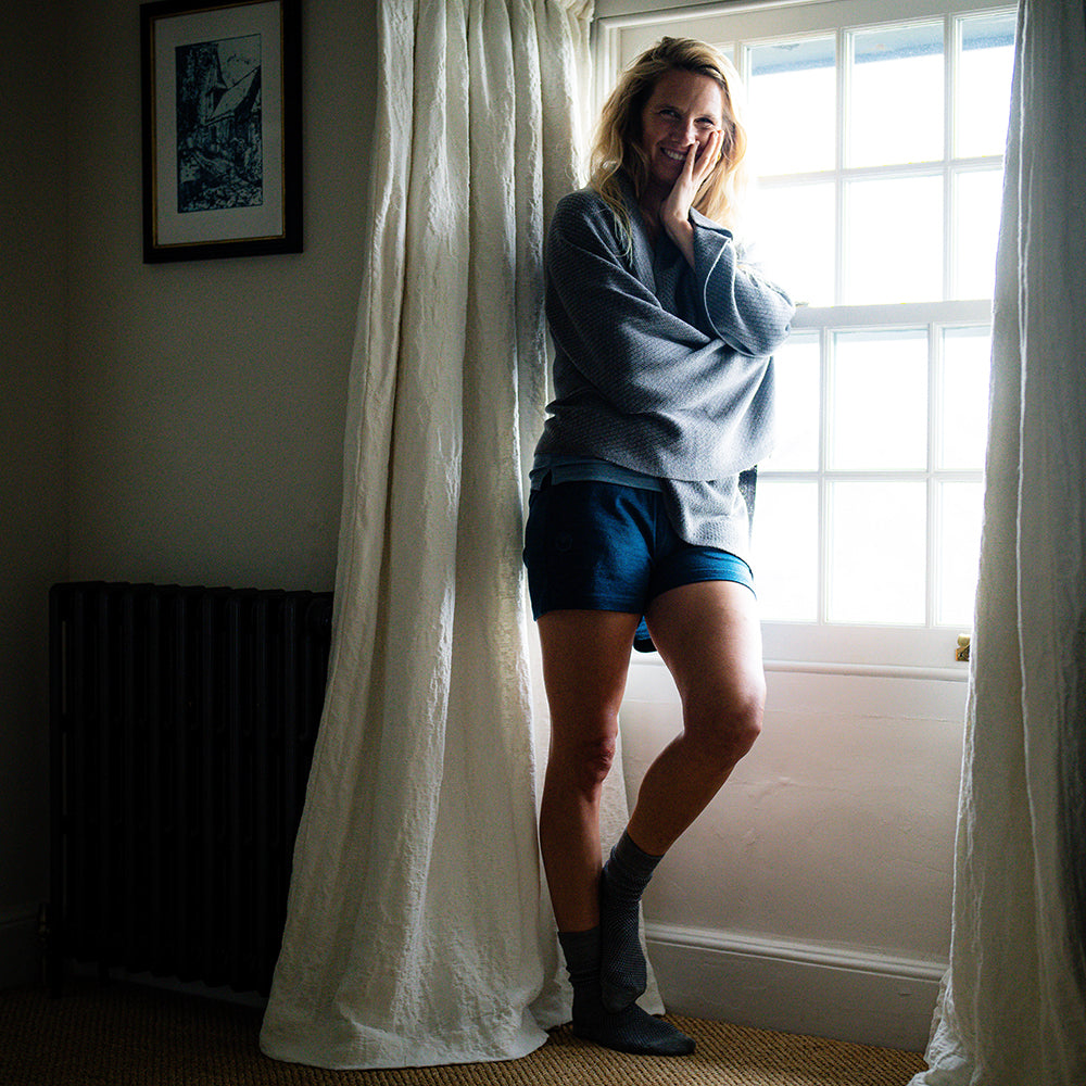 Isobaa | Womens Merino Blend 200 PJ Shorts (Petrol) | Discover breathable comfort with our Merino blend shorts. | Model: Amy