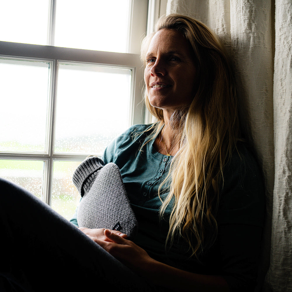 Isobaa | Womens Merino Blend 160 PJ Henley (Sage Melange) | Embrace effortless comfort with Isobaa's Merino blend Henley. | Model: Amy