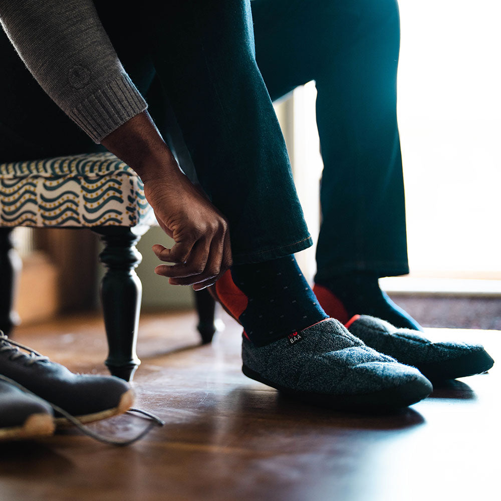 Isobaa | Merino Blend Travel Slippers (Navy Melange) | Slip into ultimate comfort after a long day with Isobaa's Merino travel slippers.