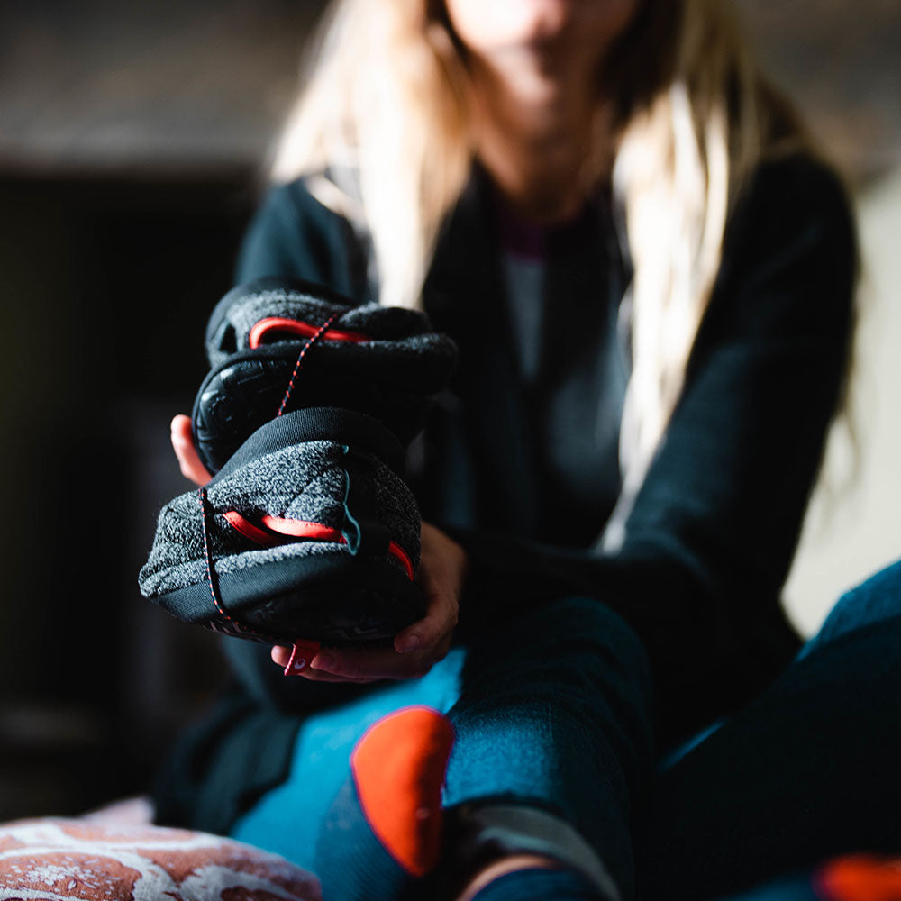 Isobaa | Merino Blend Travel Slippers (Black Melange) | Slip into ultimate comfort after a long day with Isobaa's Merino travel slippers.