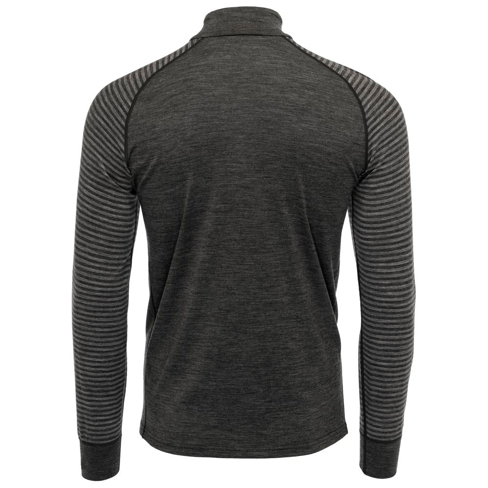 Isobaa | Mens Merino 200 Long Sleeve Zip Neck (Stripe Smoke/Charcoal) | Experience the best of 200gm Merino wool with this ultimate half-zip top – your go-to for challenging hikes, chilly bike commutes, post-workout layering, and unpredictable weather.